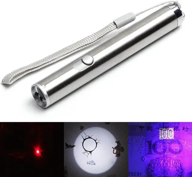 Main image of 3 in 1 Tactical Flashlight Portable Multifunction Mini Pocket LED Laser UV Pen Torch Powerful LED Flashlight Use AA battery