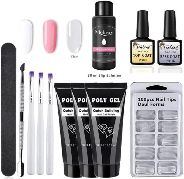 Alt view image 5 of 5 - 30g Extend Builder Gel uv lamp Brush Nail Tool Fake Tips thick poly gel slip solution liquid Poly nail Gel set