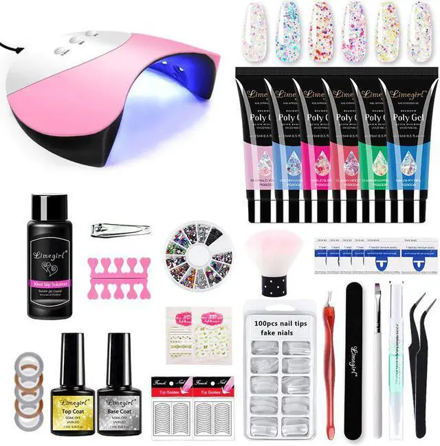 Main image of Set Poly gel Quick Building Gel Clear Soak Off Gel Nail Polish Set With UV LED Lamp Poly Gel Nail Kit Professional Set