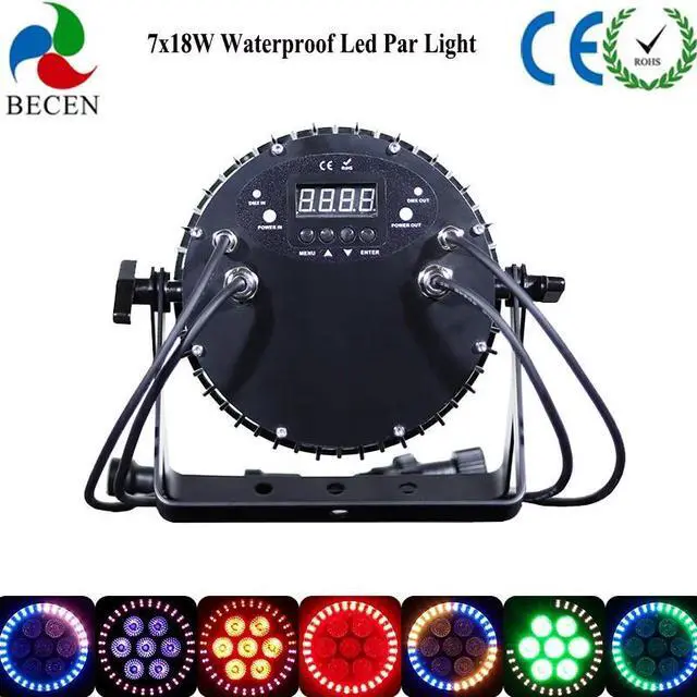 Alt view image 5 of 5 - PAID 4pcs/lot 7x6in1 RGBWA UV +Lime LED Par Light Rainbow Ring Effect IP65 LED Outdoor Par Can Lights