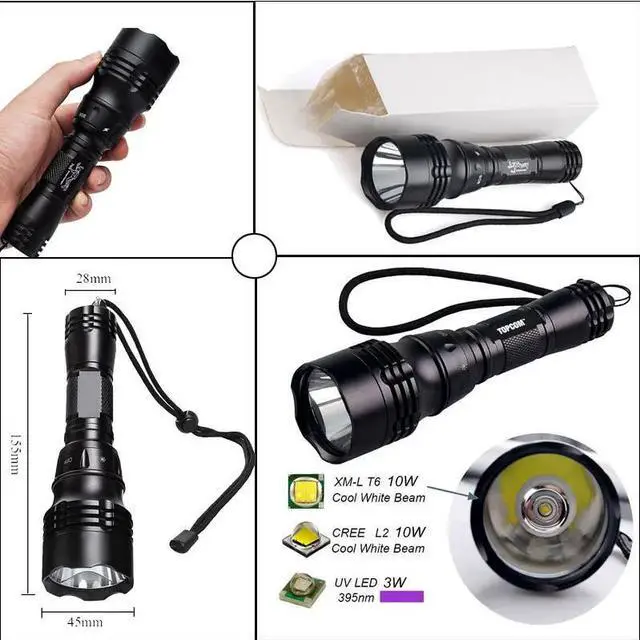 Alt view image 4 of 5 - 1000LM Professional Scuba Diving Flashlight 18650 Powerful XML T6/L2/UV 10W LED Diving Light Lamp Underwater 100 meters