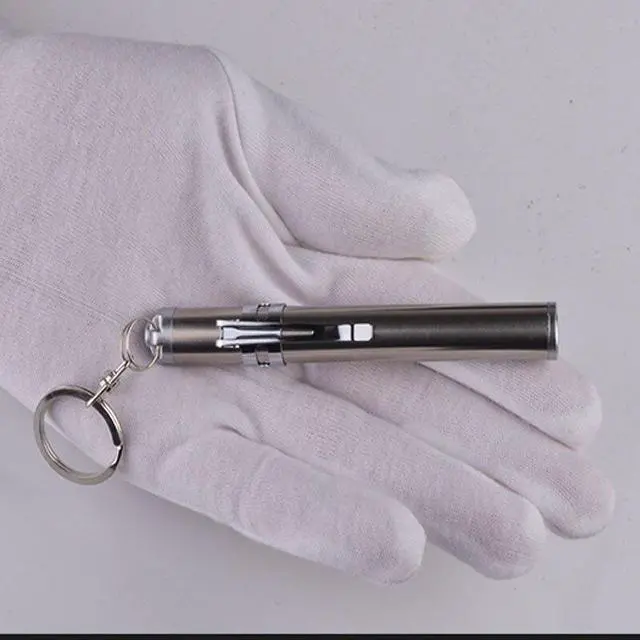 Alt view image 2 of 4 - Bright Mini Pocket Flashlight With Metal Clip White And Yellow Led Flash Light AAA  Mini Flashlight keychain mini Torch