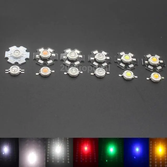 Alt view image 3 of 3 - 10-100pcs 1W 3W Warm / White/blue/ Royal Blue red/green/yellow/660nm UV Violet RGB High Power LED Chip Light with PCB or not pcb