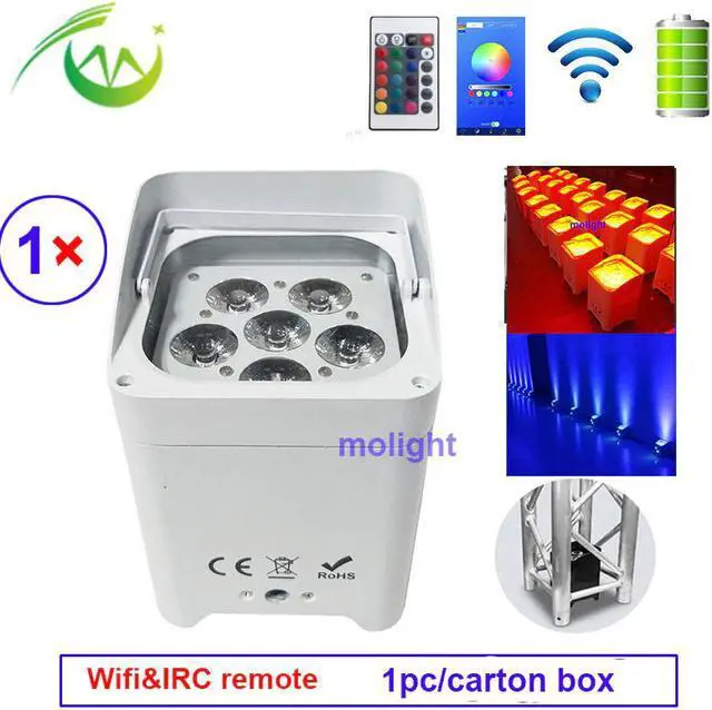 Main image of 6*18w RGBWA UV Wireless dmx Uplighting Battery Operate Wifi&IRC Remote Control DJ LED Par Can Wash Light Disco Wedding Uplights