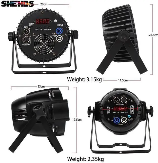 Alt view image 2 of 5 - Aluminum Alloy LED Par 18x18W RGBWA+UV 6in1 Lights DMX512 Disco Lights Professional Stage dj Equipment