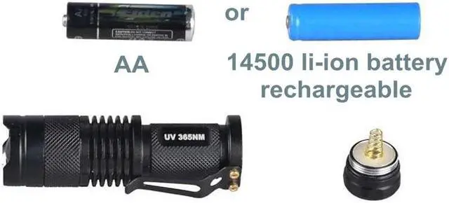 Alt view image 4 of 5 - SK68 AA Mini Zoomable UV-Flashlight 365nm 395nm Ultraviolet Light Torch Lamp For Marker Cash,Scorpion Detection