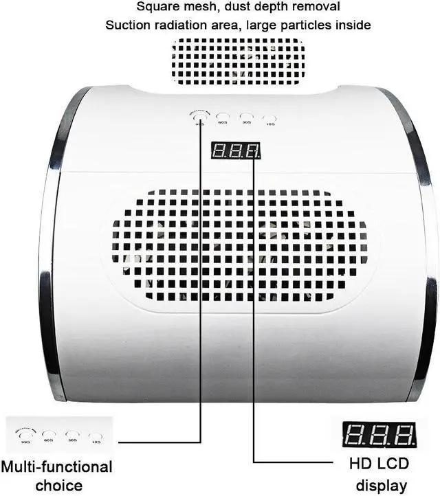 Alt view image 4 of 5 - 80W 2 In 1 Strong Vacuum Nail Suction Duct Collector With UV LED Nail Lamp and 2 Fan Vacuum Cleaner For Manicure Tool