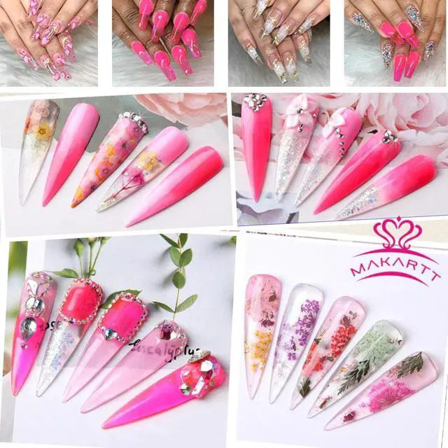 Alt view image 2 of 5 - Pink Poly Nail Gel Kit, Nail Extension Gel Builder Gel Kit Nail Enhancement Gel with Slip Solution & LED UV Nail Lamp