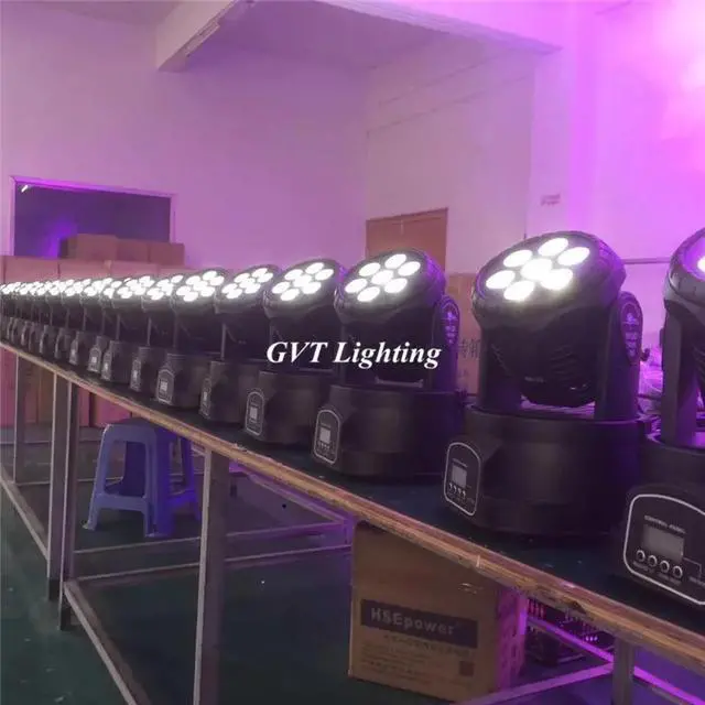 Alt view image 5 of 5 - 2pcs LED Wash 7x18W RGBWA+UV/7x12W RGBW Moving Head Lighting 6 in1 RGBWA+UV For Disco DJ KTV 12/16 DMX Channels Stage Dj Lights