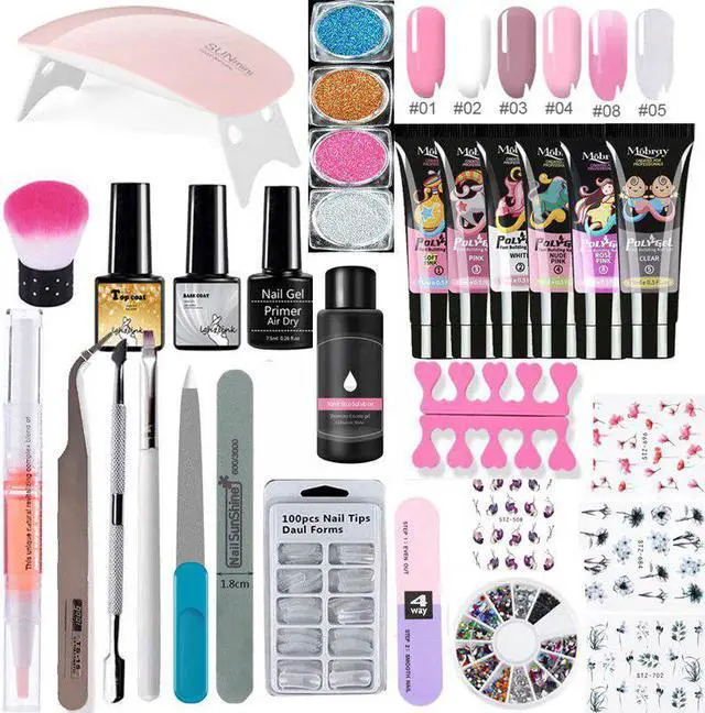 Alt view image 6 of 7 - Poly Extension Nail Set With 6W UV LED USB Lamp Dryer Kit Tools Poly Gel Kit For Manicure Nail Art Sets Nail Polish Gel