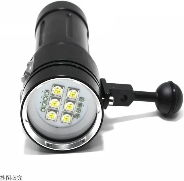 Alt view image 4 of 5 - 8000 lumens 6 LED white + 4x red + 4x UV / blue waterproof diving flashlight LED underwater photography light