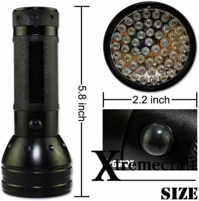 Alt view image 4 of 5 - 51 UV LED Scorpion Detector Hunter Finder Ultra Violet Blacklight Flashlight Torch Light Lamp AA 395nm 5W