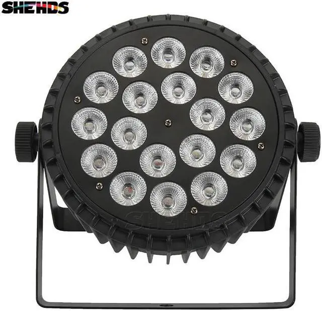 Alt view image 3 of 5 - Alloy LED Par 18x18W RGBWA+UV 6in1 LED Par Can Sound Action Flat Par Light DMX Stage Lights Or Party KTV Disco DJ Lamp