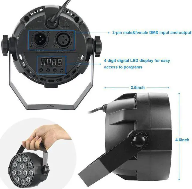 Alt view image 3 of 5 - Sound Active 36W UV 12 LED Stage Lights DMX512 Master-slave Ultraviolet Black Par Disco Light for Party Wedding KTV Club