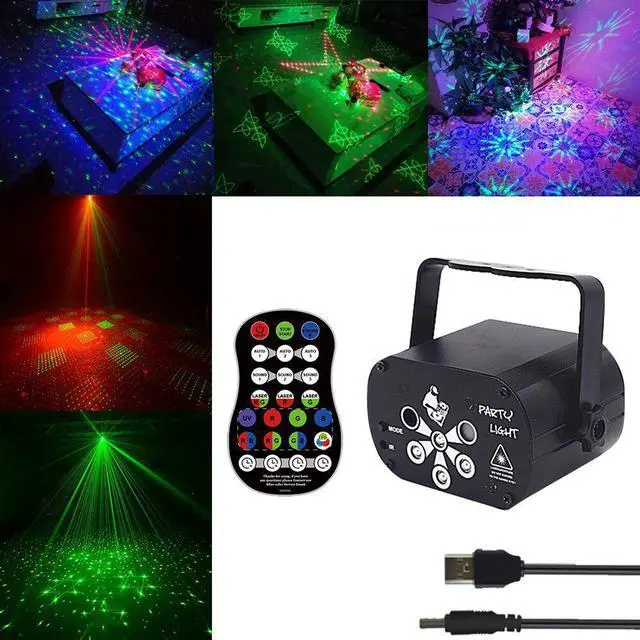 Main image of USB Rechargeable 120 Patterns Laser Projector Lights RGB+UV DJ Disco Stage Party Lights for Christmas Halloween Birthday Wedding