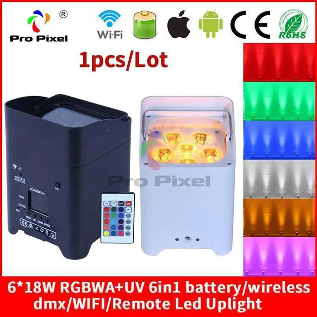 Main image of 6*18w RGBWA UV Wireless dmx Uplighting Battery Operate Wifi&IRC Remote Control DJ LED Par Can Wash Light Wedding Uplights