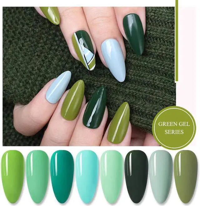 Alt view image 4 of 5 - Green Series Nail Gel Polish 6ml Soak Off Nail Art Gel Varnish  UV LED Need UV Lamp Cured Gel Nail Polish