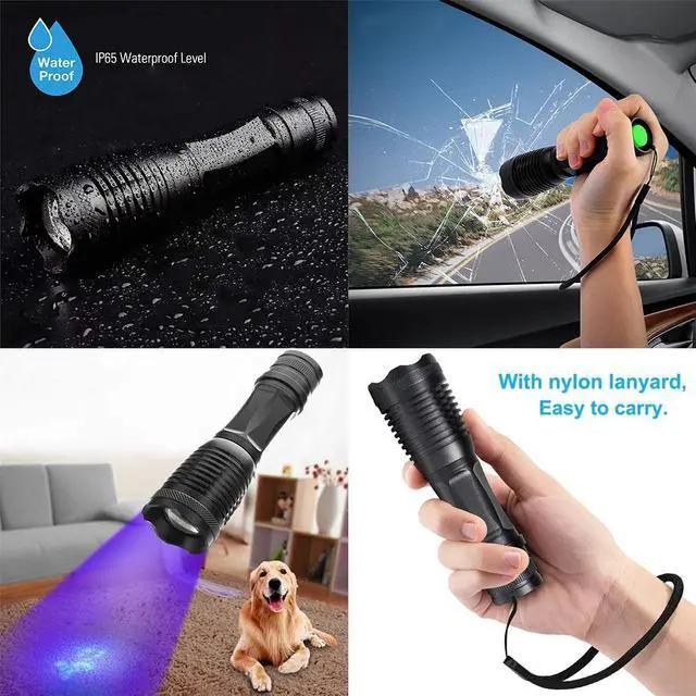 Alt view image 5 of 5 - uv led flashlight Waterproof Torch T6&UV LED Multi-function flash light use 18650 battery portable Urine Stains tactical light