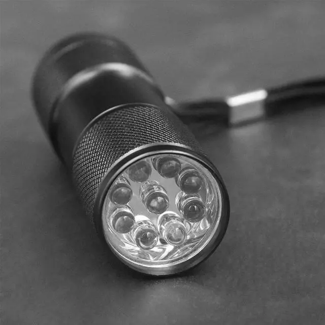 Alt view image 2 of 5 - 9 LED Flashlight Blacklight Detection 9 LED Ultra Violet Mini Flashlight Torch Light Lamp AAA battery Flashlights