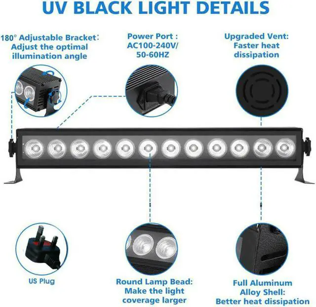 Alt view image 4 of 5 - 12LED UV Black Halloween Stage Light Body Paint DJ Disco Christmas Party Easy Use Integrated Bar With Rack Club Home Decor