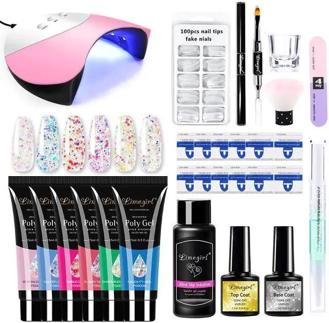 Alt view image 5 of 5 - Set Poly gel Quick Building Gel Clear Soak Off Gel Nail Polish Set With UV LED Lamp Poly Gel Nail Kit Professional Set