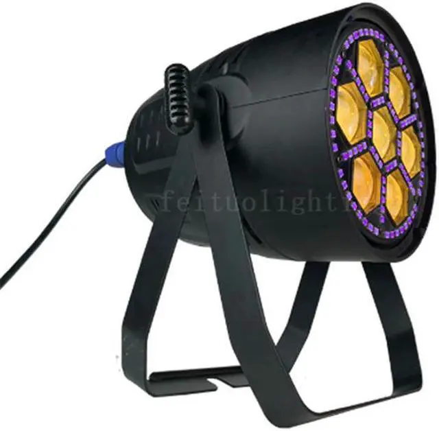 Main image of 4pcs/lot 7x30W RGBW 4in1 + 96x0.2W UV indoor Zoom par led par light stage lighting DMX control led flat par lighting