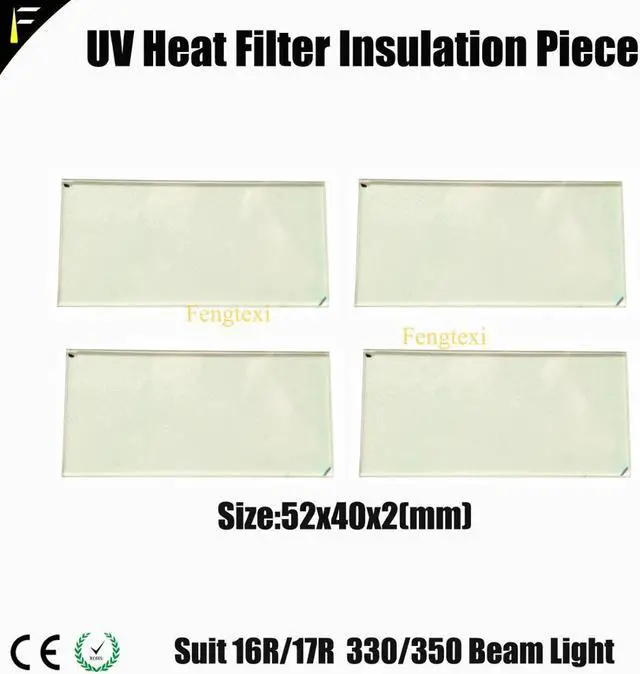 Alt view image 5 of 5 - 4pieces Moving Beam Light Spot 7R 230 16R 330 17R 350 40x40mm 52x40mm UV Heat Filter Insulation Piece Heat Resisting Sheet Glass