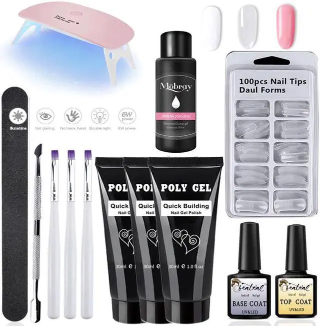 Main image of 30g Extend Builder Gel uv lamp Brush Nail Tool Fake Tips thick poly gel slip solution liquid Poly nail Gel set