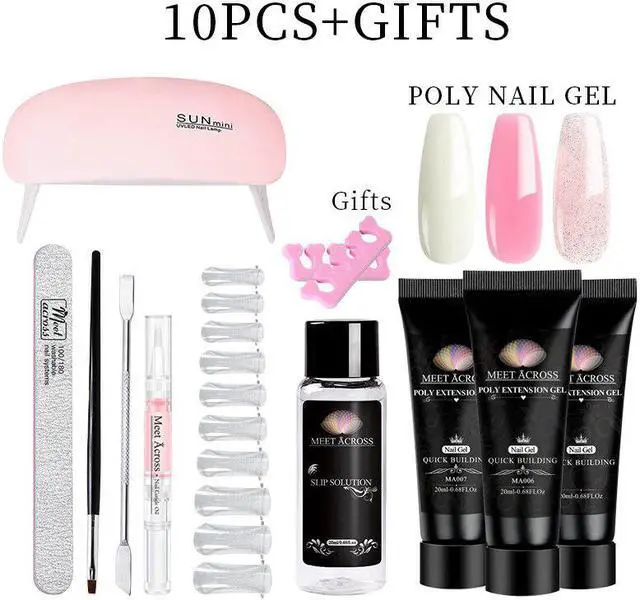Alt view image 4 of 5 - Poly UV Gel Sets Nail Gel Kit 20/30ml Quick Building Clear Colors with led lamp Gel Nail Polish For Nail Extensions
