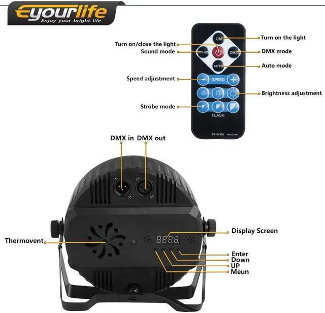 Alt view image 2 of 5 - 36W UV Projector 36 LED Violet Light Stage Lamp Black Effect DMX512 V2