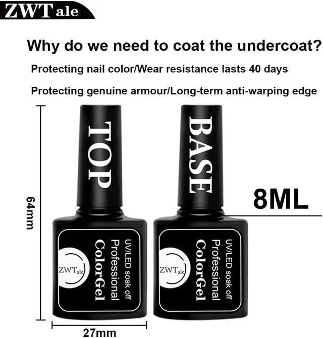Alt view image 3 of 5 - Coat Base Coat 8ml Gel Nail Polish Protect Nails UV LED Lamp Semi Vernis Permanent Nail Art Soak off And Base