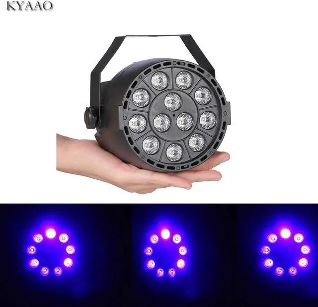 Main image of 12W UV LED par light 90-240V home party colored stage lighting sound control dj background lights disco bar purple projector