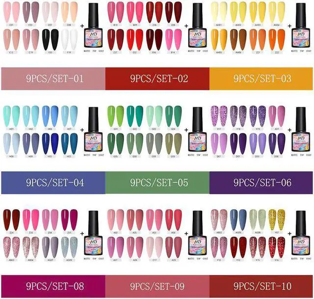 Main image of DOLL 9 Pcs/Set 8ml  Summer Series Gel Polish Blue-violet Color Semi Permanent Glitter Gel Need UV Gel Nail lamp Nail Art Gel