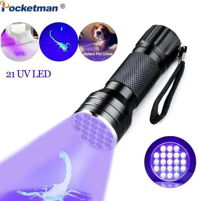 Alt view image 6 of 7 - UV Flashlight Black light UV Lights 21 395nm torch LED Ultraviolet linterna Pet Urine Detector For Dog/Cat Urine Portable Light
