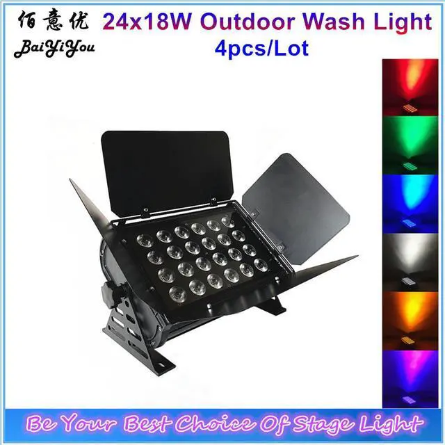Main image of 4pcs/Lot Outdoor Use 24x18w RGBWA+UV 6In1 IP65 Disco Decoration LED Square Wall Wash Light Stage Washer Light With Door
