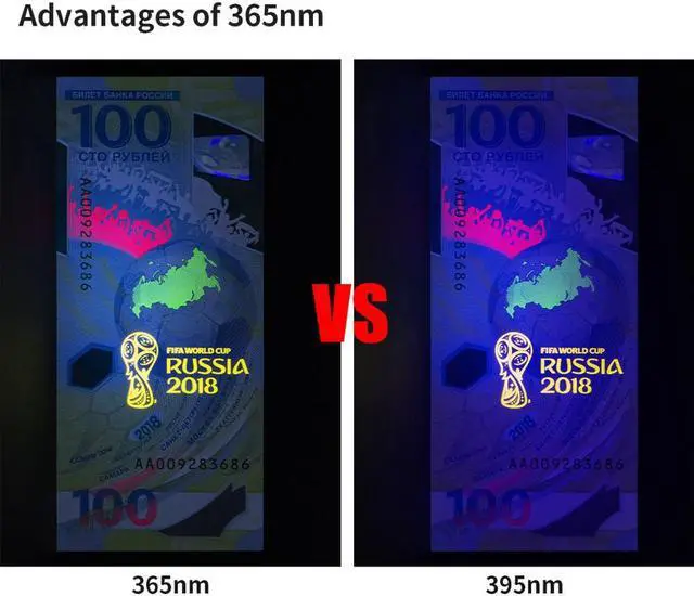 Alt view image 4 of 5 - LED UV flashlight Ultraviolet Torch 365nm UV Light 850mW max output AAA battery light for Pet Urine Stains detection