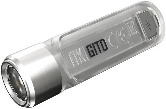 Alt view image 4 of 5 - TIKI GITD MINI LED Flashlight 300 Lumens + UV Light USB Rechargeable Keychain Flashlight  Glow-in-the-dark Version