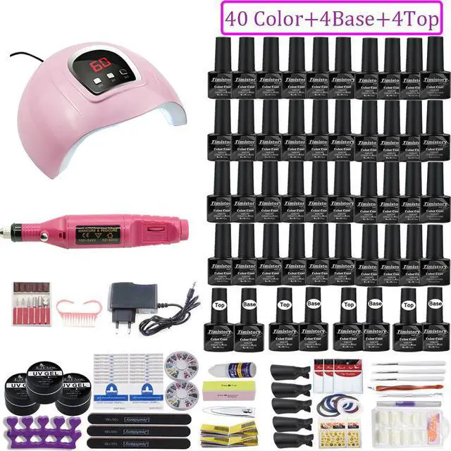 Alt view image 4 of 5 - LED Lamp Nail Set Acrylic Kit 40&20 Colors Nail Gel Polish Manicure Set With 35000/20000 RPM Nail Drill Machine Nail Art Tool