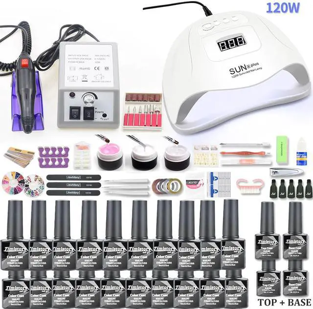 Alt view image 6 of 7 - 20pcs Nail Set Gel Nail Polish Kit With 120W UV LED Nail Lamp Dryer 20000RPM Electric Nail drill Machine Manicure Set For Tools