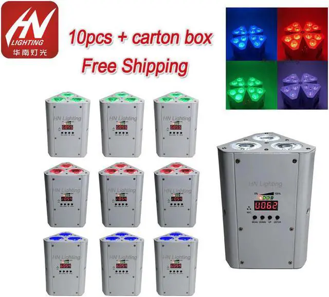 Main image of 10pcs IR Remote Battery operated Wedge par uplighting stand DJ wedding RGBWA UV led battery wireless dmx uplighting