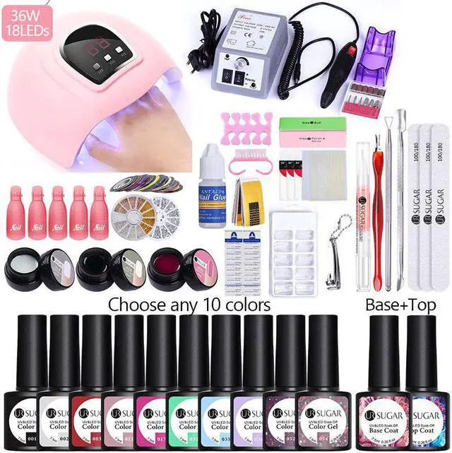 Alt view image 7 of 7 - Manicures Nail Set 36W UV Lamp Nail Dryer Choose 10Pcs Gel Nail Polish Nail Art Set Machine Kits For Manicures Base Top