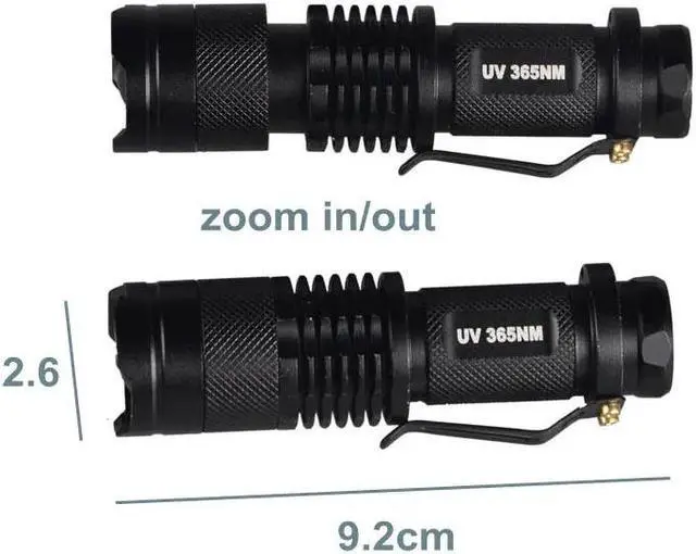 Alt view image 2 of 5 - SK68 AA Mini Zoomable UV-Flashlight 365nm 395nm Ultraviolet Light Torch Lamp For Marker Cash,Scorpion Detection