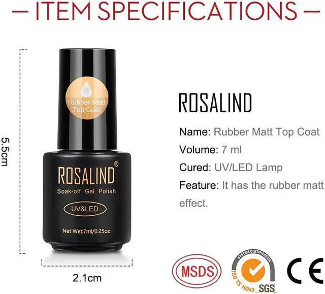 Alt view image 4 of 5 - Rubber Matt Top Coat Matt Nail Polish Vernis Semi Permanant UV Lamp For Manicure no Wipe Long Lasting Topcoat