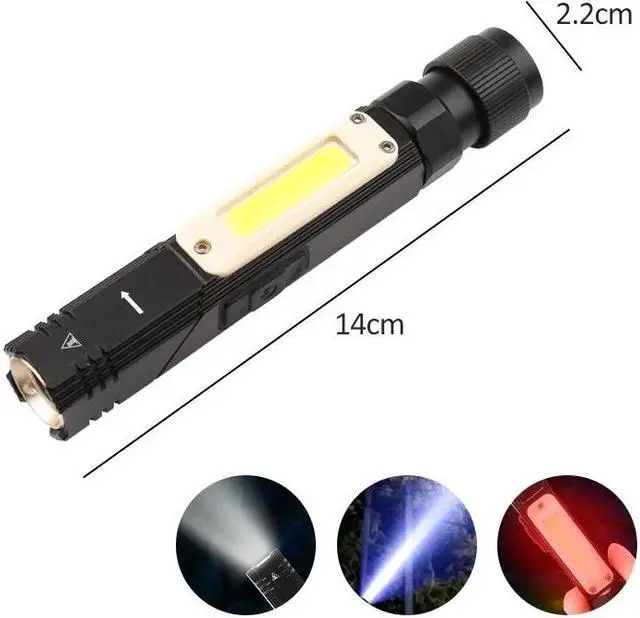 Alt view image 3 of 5 - Led Flashlight UV USB Deformable 90 Degree Twist Rotary Clip Waterproof Magnet 5 Lighting Modes Lighting LED Torch Outdoor