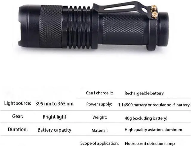 Alt view image 5 of 5 - UV Flashlight Ultraviolet Torch With Zoom Function Mini UV Pet Urine Stains Detector Scorpion Hunting For Outdoor Activity