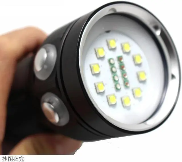 Alt view image 4 of 5 - 8000Lumen 10*XM-L2 LED White Light +4x Red Light+4x UV Light LED Torch Underwater Video Diving Flashlight+18650 Battery+Charger