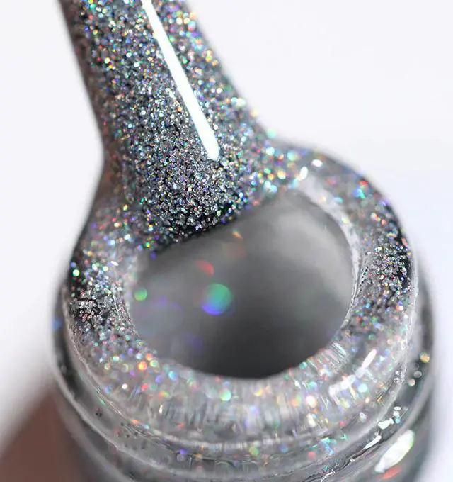 Alt view image 7 of 7 - Holographics Glittery Nail Gel Polish 6ml Shining Sequins Bling Soak Off Nail UV Gel Varnish Need UV LED Lamp Cure