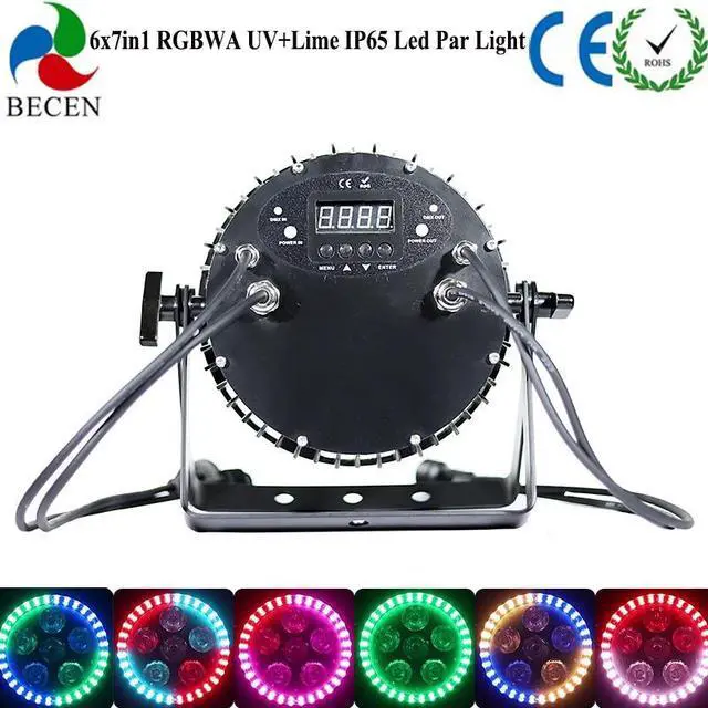 Alt view image 4 of 4 - PAR Light 6x7in1 RGBWA UV +Lime LED Par Light +Rainbow Ring Effect IP65 LED Par Can Lights US Stock