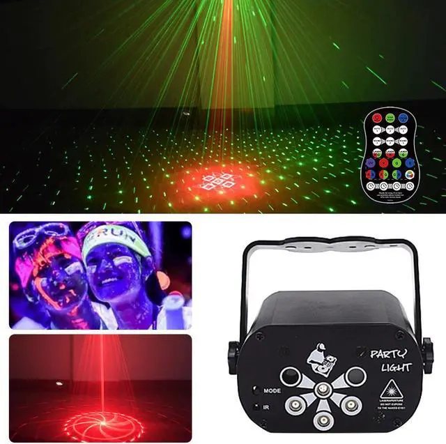 Alt view image 2 of 5 - 129 Patterns USB Rechargeable  Laser Projector Lights RGB UV DJ Disco Stage Party Lights for Christmas Halloween Birthday Weddin