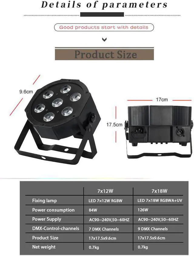 Alt view image 2 of 5 - Par 7x18W RGBWA+UV 6IN1 Lighting Professional For Stage Effec Atmosphere Of Disco DJ Music Party Club Dance Floor
